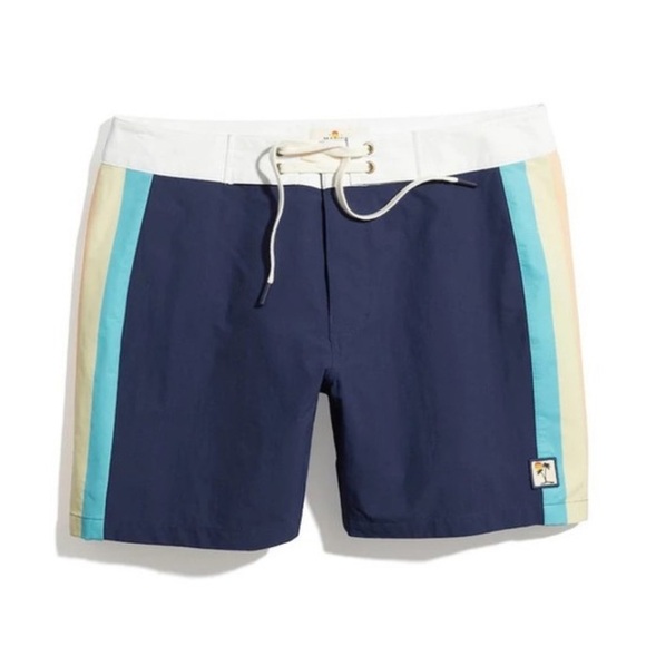 Marine Layer Striped Board Short Navy Multi Stripe - Picture 2 of 4